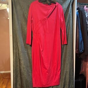 Giorgio Armani Vibrant Red Long Sleeve Dress